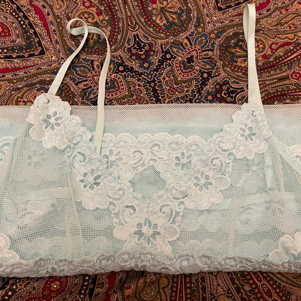 Pale Mint/Ocean Lace slip/chemise/dress Small -EUC!